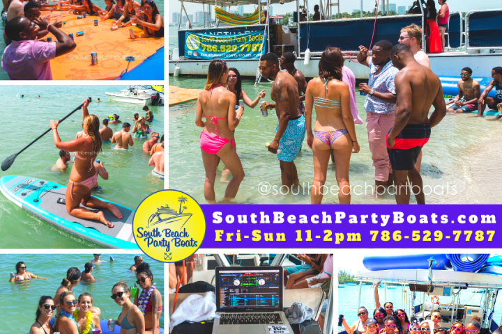 Party Boat on an island in biscayne bay