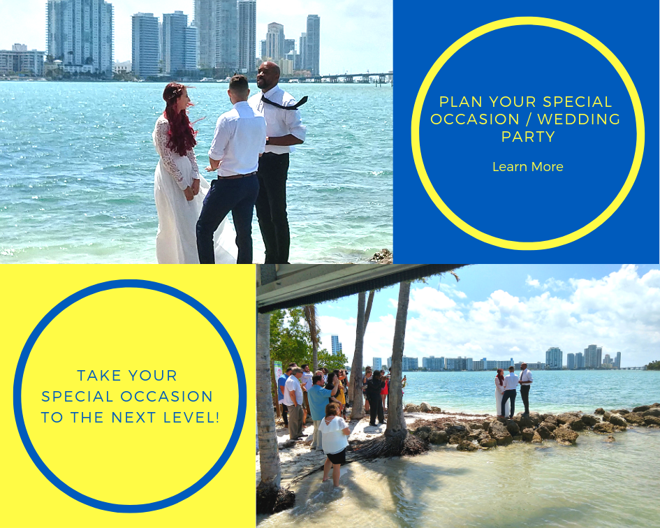 Blog-Special-Occasion_Wedding-at-south-beach-party-boats1 a group of people standing next to a body of water
