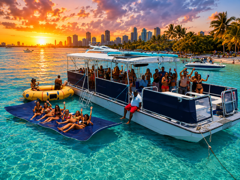 South beach party boat private island bbq
